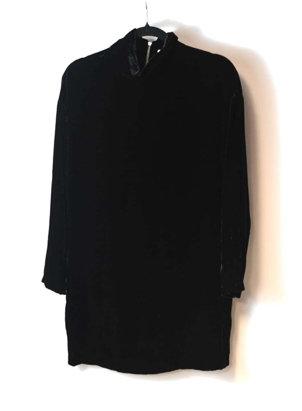 Emerson Fry Edie Black Silk Velvet Turtleneck Mini Dress Shift Size S